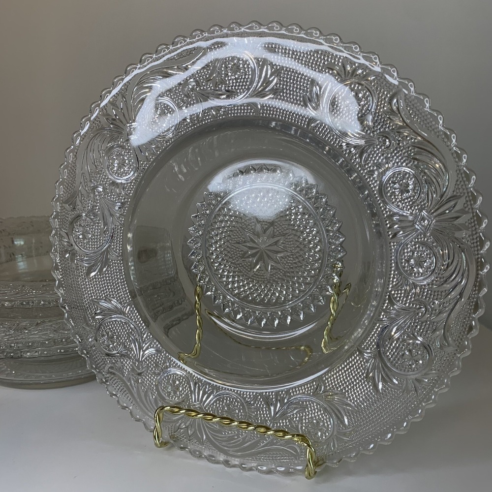 (4) Duncan Miller Glass BOWLS sandwich Tiara Indiana Flanged Edge clear 7"